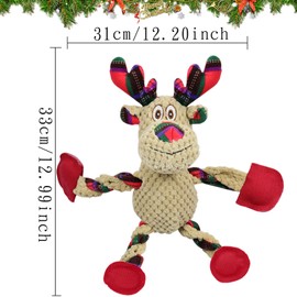 SOETDERT Christmas Dog Toy, Squeaky, Reindeer Dog Toy, Plush, Interactive Dog Chew Toy, Christmas Toy for Puppies, Small and Medium Dogs