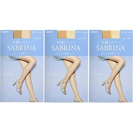Gunze SB570 Women's Stockings, Sabrina, 3 Pairs Set, Cool, Smooth and Cool, nude beige, L–LL