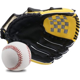 Wonninek Baseball Glove Soft Solid PU Leather Thickening Pitcher Softball Gloves for Kids Teens Adult Professional Baseball Mitt Catching (Yellow, 10.5 inch)
