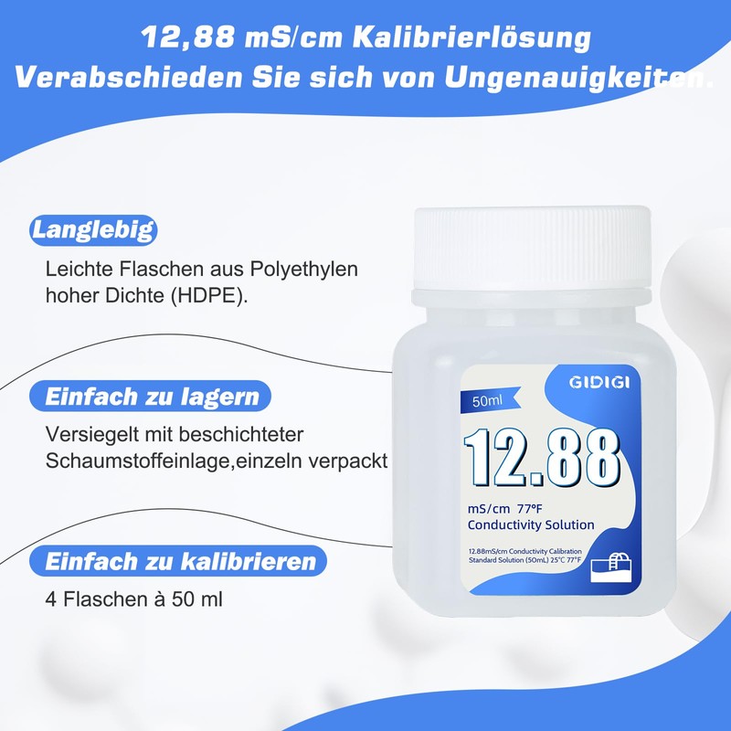 12.88 mS/cm calibration solution. The 12880 μS/cm conductivity calibration solution