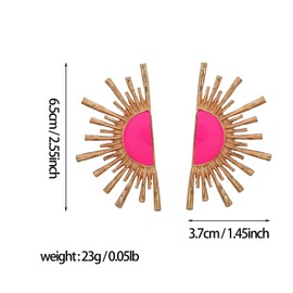 RCHENGYANUIMA Punk Bohemian Gold Star Statement Sunflower Flowers Geometric Exaggerated Studs Earrings for Women (pink)