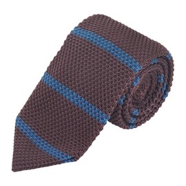 WANYING Men's 7 cm Narrow Knitted Necktie Knitting Tie Retro Sporty Casual Office Basic for Gentleman - Striped Blue Brown