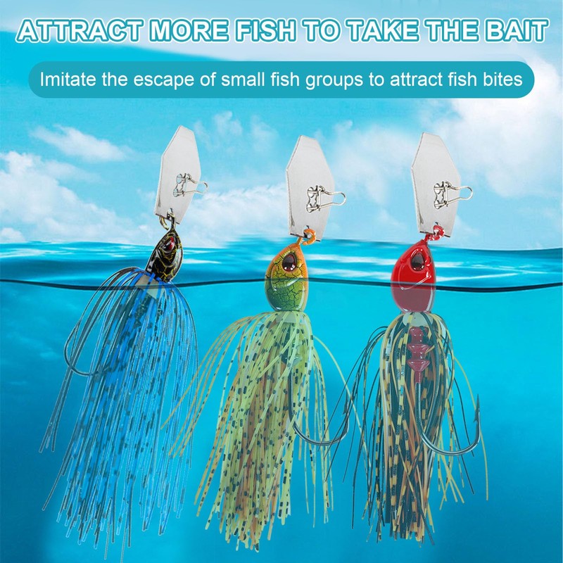 Jortmrd Chatterbait Artificial Bait Set, 15 g Chatterbait Pike, Perch