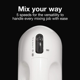 Hamilton-Beach Proctor Silex 62515PS 5-Speed Easy Mix Hand Mixer, White