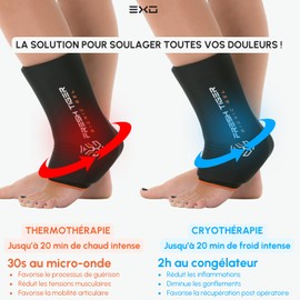 Exo Medical Ankle Ice Pack, Reusable Gel Ice Pack, Hot or Cold Therapy, Sports Recovery, Injuries, Sprain, Inflammation, Left or Right Ankle, XS