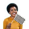 25 Packs Small Checkered Flags on Handheld Stick，Miniature Black and