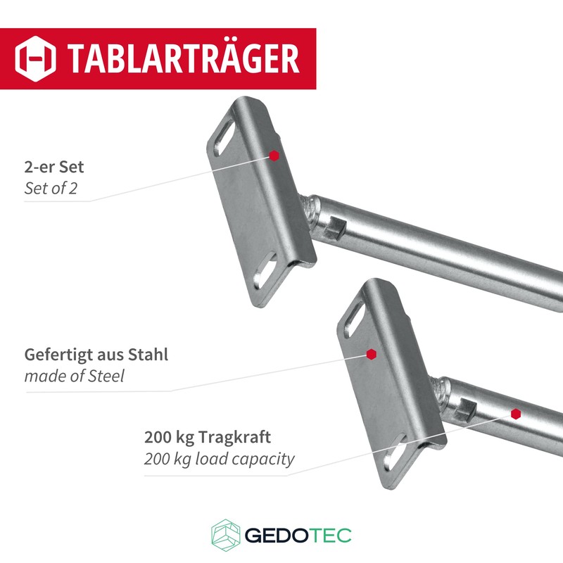 Gedotec Shelf Bracket Adjustable | Pack of 2 Invisible Shelf