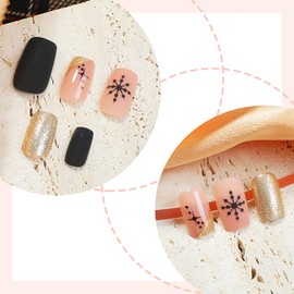 EYZOTSF Press on Nails Christmas Square Shaped Acrylic Full Cover Short Length Square Winter False Nails with Designs Artificial Xmas Holiday Fake Nails Glue ons Fingernails for Women Girls(XL10263)