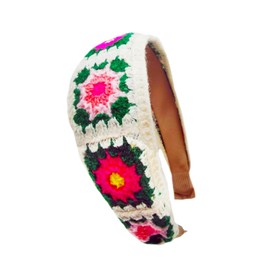 OUTVIE Bohemian Sunflower Crochet Headbands Handmade Knitted Non-slip Elastic Vacation Hairbands for Women Girls