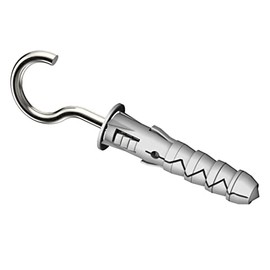 Keple C-shaped Hook Screws with Dowels 10/5.5 x 90, Eye Screws, Self-Tapping C Hooks and Nylon Rawl Fixings, Universal Expansion Dowels and Wall Hooks (Pack of 25)