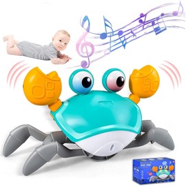 Bubble Buddy Crawling Crab Baby Toy - Infant Tummy Time Toys 3 4 5 6 7 8 9 10 11 12 Babies Boy 3-6 6-12 Learning Crawl 9-12 12-18 Walking Toddler 36 Months Old Music Development 1st Birthday Gifts