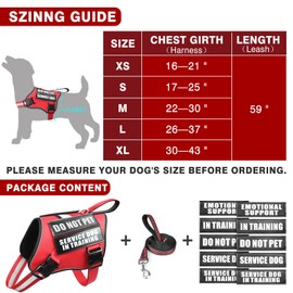 MOOGROU Service Dog Vest Harness and Leash Set+10 Patches,No Pull&Adjustable Reflective Dog Harness with Soft Padded Handle for Training/Everyday,Fit Small/Medium/Large/Extra-Large Dogs(Red L)