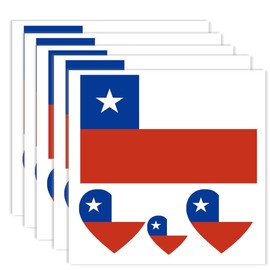 20 PCS Chile Flag Tattoo,Chilean Banner Tattoos Decoration Decal, Rectangle Heart Waterproof Sticker for Party Parade