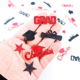 Vofrise Glitter Graduation Confetti 2025 Red Graduation Decorations Grad Cap Star Congrats Grad Table Scatter for Grad Party Decorations 2025
