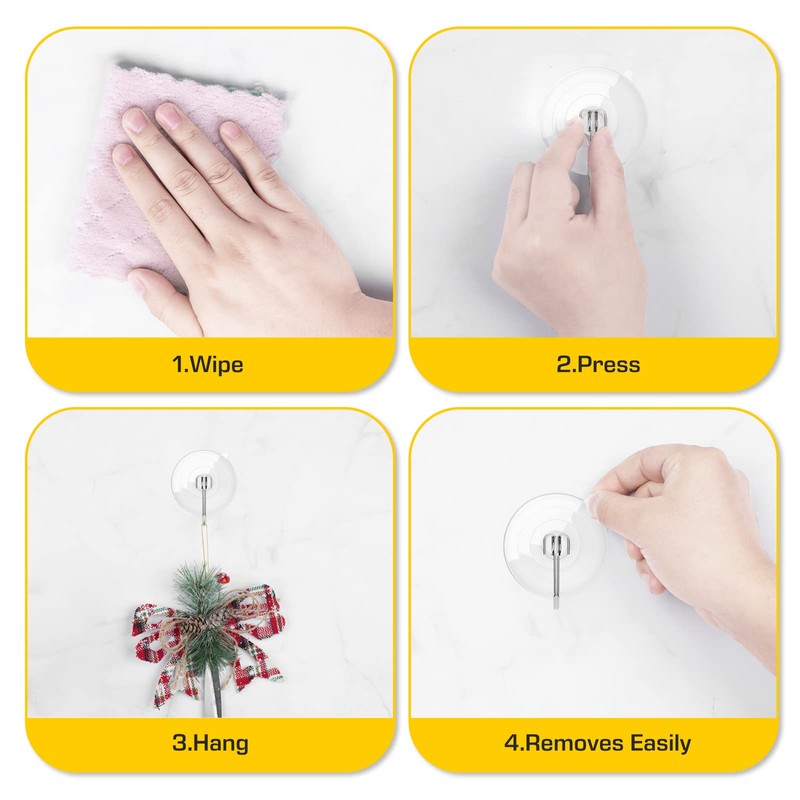 Hangerspace Suction Cup Hooks, Upgrade 2.5 Inches Clear PVC Suction