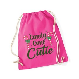 Hippowarehouse Candy cane cutie Drawstring Cotton School Gym Bag 37cm x 46cm, 12 litres