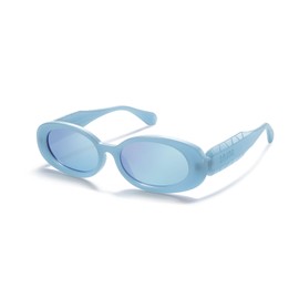 SOJOS Ocean Collection Retro Oval Polarized Sunglasses for Women Men Vintage Recycled Plastic Frame Eco-Friendly, Sunlight, Blue/Blue