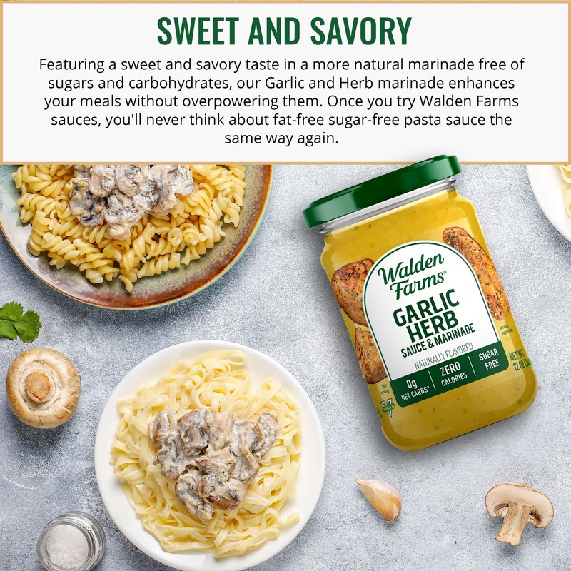 Walden Farms Variety Sauce Pack – Garlic Herb, Tomato Basil