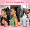 Yaki Straight Ponytail Extension for Black Women,16 Inch Synthetic Wrap-Around