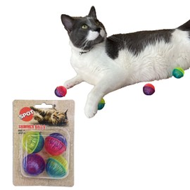 SPOT Shimmer Balls Cat Toys - Fun Balls with Rattle Sound are Perfect for Swatting and Batting, Colorful Toys to Entertain Cats and Kittens - Pack of Four 1.5in Balls, Assorted Colors