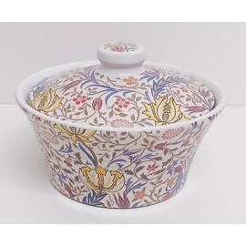 Rainbow Decors William Morris Flora Casserole with Lid 500 ml 17 oz Art Nouveau Fantasty Flowers Oven to Table Bakeware Serving Dish Hand Decorated in UK