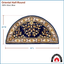 Minuteman International Blue, 44x22-in Oriental Half Round Rug