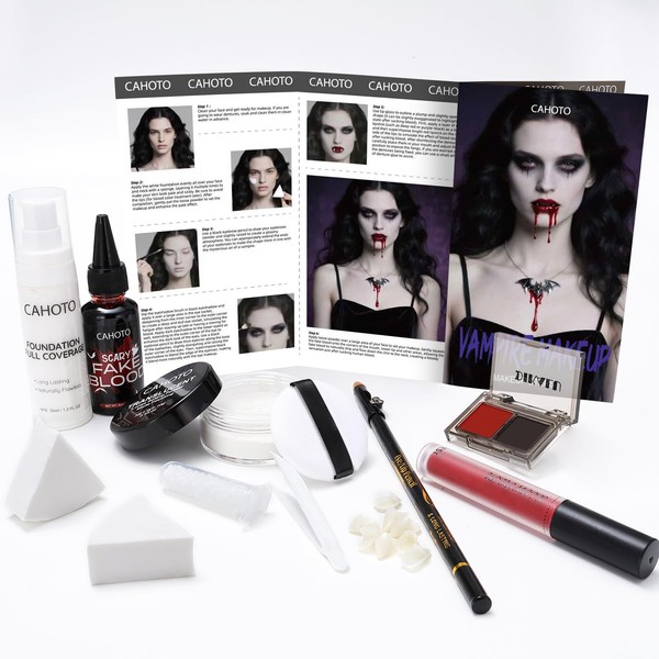 CAHOTO Halloween Vampire SFX Makeup Kit, Complete Makeup Set Include