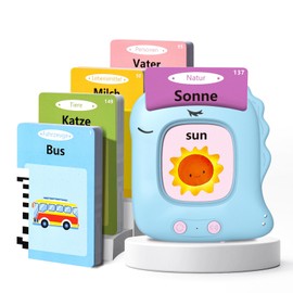 Talking Flashcards, German Talking Flashcards, Children's Toy from 2 3 4 5 6 Years, Language Promotion for Children for Boys Girls 112 Sheets 224 Words Learning Toy German (Blue)