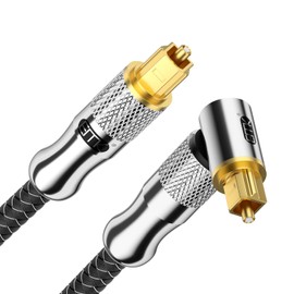 EMK Verbessertes 24 K vergoldetes 90 Grad optisches Kabel, 360 Grad drehbares optisches Audiokabel, rechtwinkliges digitales Toslink-Kabel für Soundbar, TV, 0,5 m