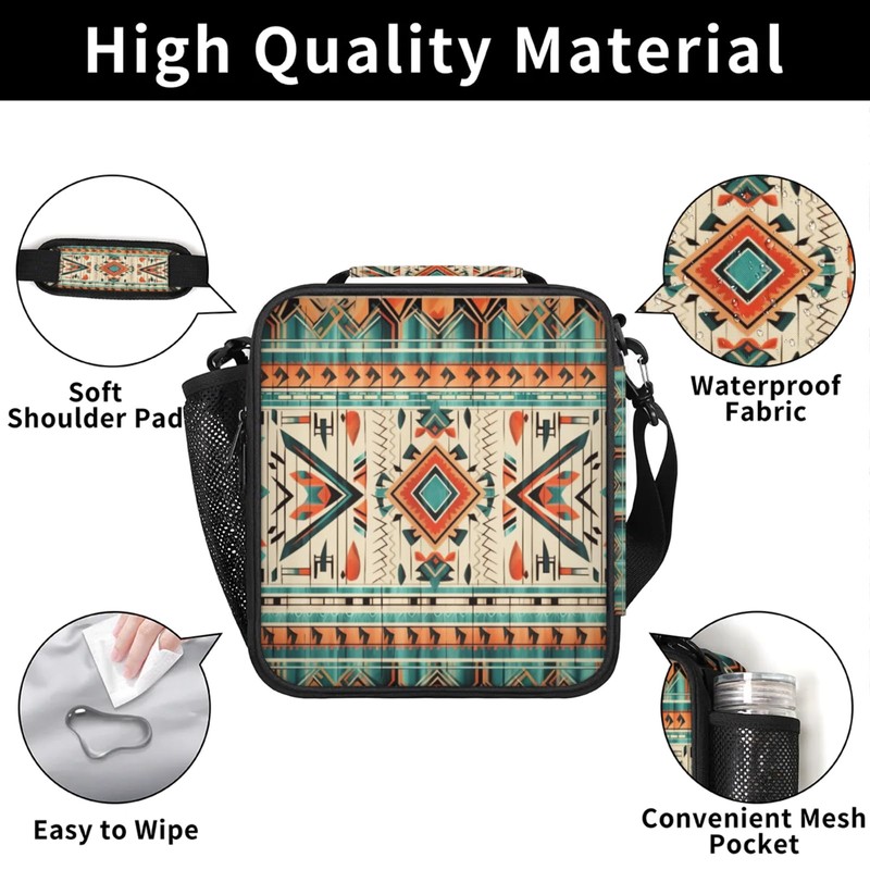 Pardick Aztec Lunch Box Insulated Lunch Bag Lunchbox with Adjustable