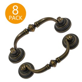 Yoohey 8Psc Bail Pull Drawer Handles 3.5 Inch Hole to Hole, Bail Drawer Pull Drop Handles Desk Drawer Handles, Antique Handles Bronze Desk Handles Dresser Hardware Handles(Total Length 4.72 Inches)