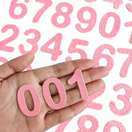 30 Pcs Glitter Numbers 0 to 9 Iron on Patches for Jackets, Backpacks, Hats and Shirts - Pink