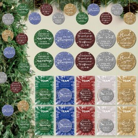 Vercraft 20 Set Christmas Thank You Ornaments 5 Styles Xmas Employee Appreciation Gifts Shiny Acrylic Christmas Hanging Ornament with Thank You Cards for Christmas Nurse Coworker Team Gift