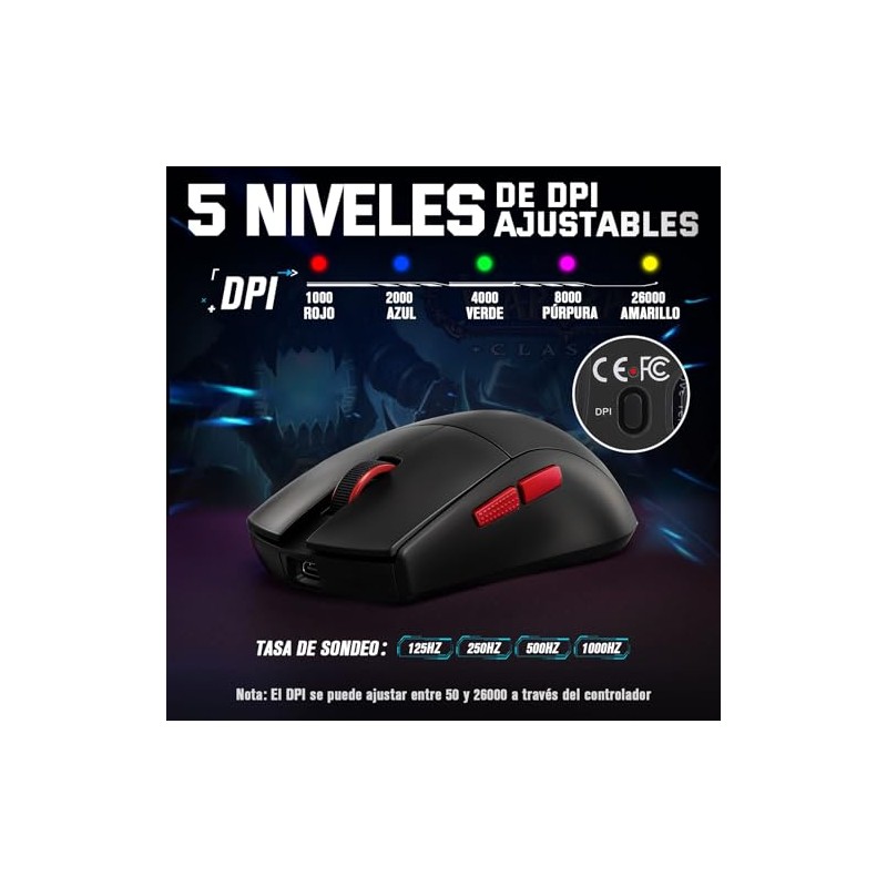 BLIZZARD Alliance Mouse Gaming Ultraligero de 49g, Mouse Inalámbrico con