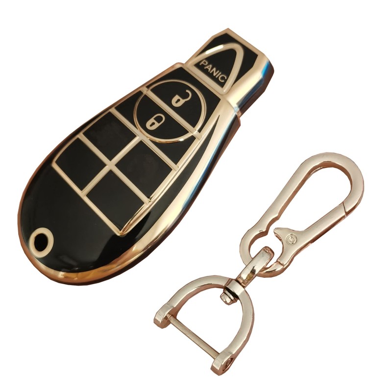 WKEDQAF for Dodge Key Fob Cover with Keychain TPU Key