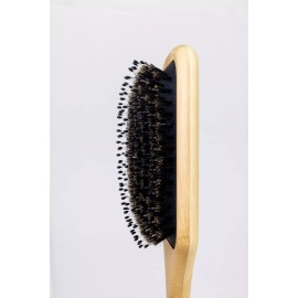 Ecowood Cepillo Cabello Cuadrado Grande Con Cerdas De Jabalí Color Café Claro