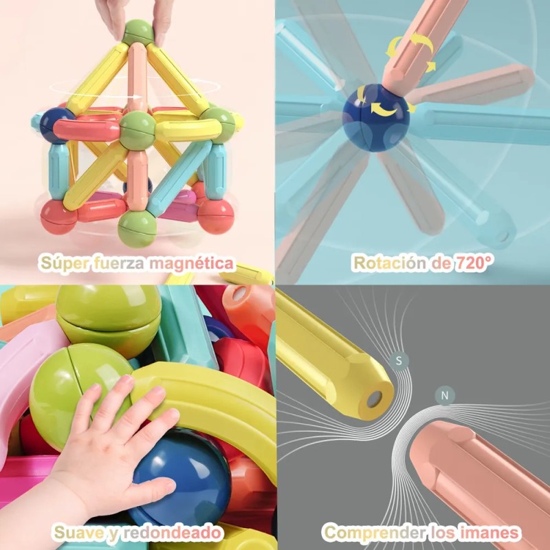 Bloques Construcción Magnéticos Juguete Didáctico Niños 42pz