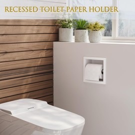 Neodrain Recessed Toilet Paper Holder, White Stainless Steel Built-in Tissue Paper Roll Holder, Roll Paper Holder for Bathroom Wall
