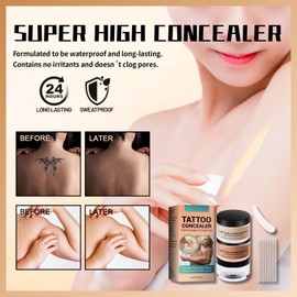 Tattoo Cover Up Makeup,Natural Leg Makeup To Cover Veins,BodyMakeup For Scars 2 Color Full Coverage,Waterproof & Sweatproof Concealer Concealer,Tattoo MakeupCover With Palette Box And Spoon