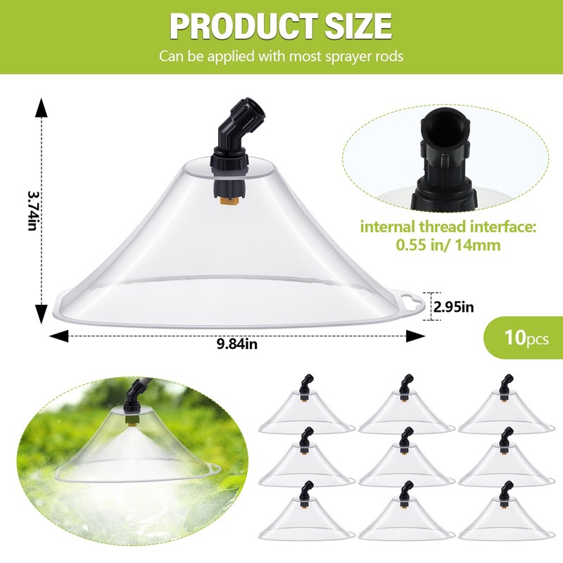 Rossesay 10 Pcs Drift Guard with Flat Sprayer Nozzle Spray