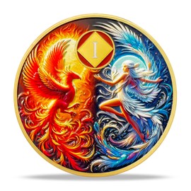 deDecoml Sobriety Token Phoenix Flower Fairy Design with Inspirational Prayer（1 Year）