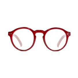 Kolo Harrison Premium Reading Glasses, Classic Round Style, Red, 2.0