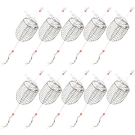 Chum Rig Basket, 10PCS 7.5 Inch Stainless Steel Catfish Bait Holder, Hanging Rustproof Bait Traps for Fishing, Reusable Fish Trap Cage for Crab Lobster Minnow Shrimp Crayfish Fish Trap Holder