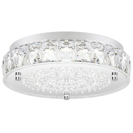 Crystal Chandeliers Flush Mount LED Ceiling Light Fixture, 5000K Daylight White Super Bright 1980LM 11-Inch Non-Dimmable Farmhouse Kitchen Light Modern Ceiling Lamp for Bedroom Bathroom Nursery