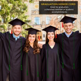 Cordones de graduación, cuerdas para graduación 2025, color verde trenzado de 68 pulgadas, cordón de honor, cuerdas de borla para accesorios de graduado, decoraciones de fiestas, ceremonias