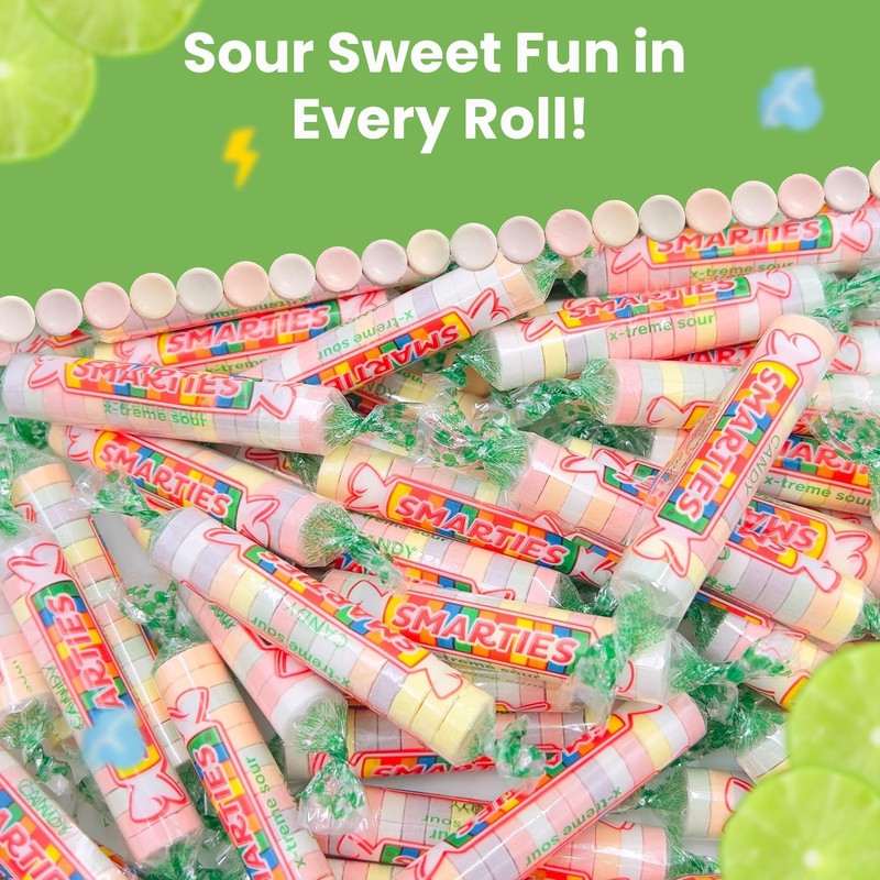 Smarties X-treme Sour Candies - Gluten Free, Peanut Free, Dairy