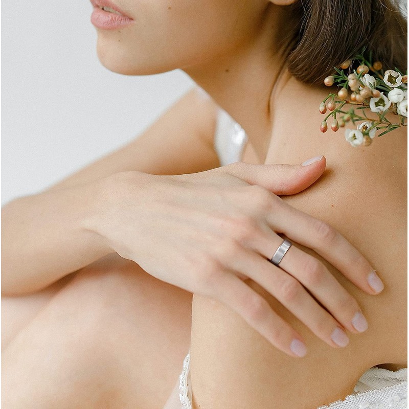 Zakk Women's and Men's Rings Titanium Silver Matt Brushed Engagement