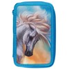 Idena, lightblue, Triple pencil case horse