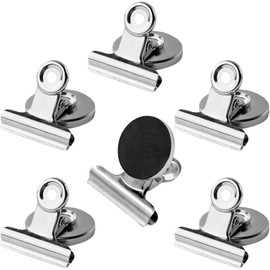 6 Pcs Magnetic Clips,Fridge Magnets,Silver Scratch-Resistant Magnetic Clip,Powerful Whiteboard Magnets Suitable for Bulletin Boards,Kitchens,Offices,and Displays (Small Size 31MM)