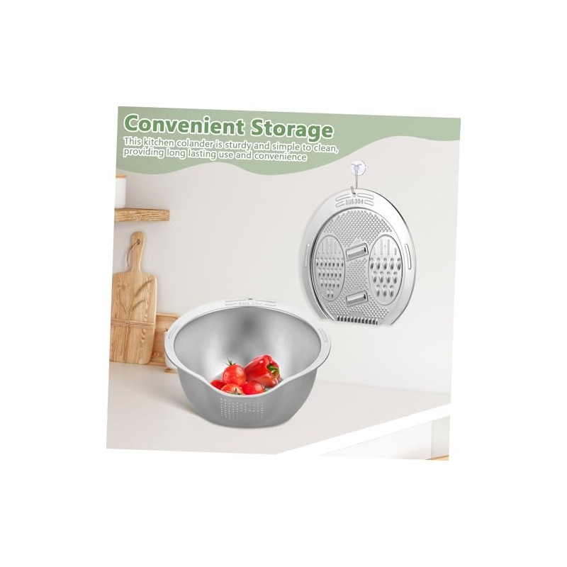 Stainless Steel Rice Washer and Strainer Bowl, Large Capacity Kitchen